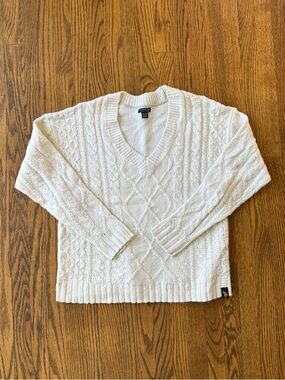U.S. Polo Assn. Cream Cable Knit V-Neck Sweater